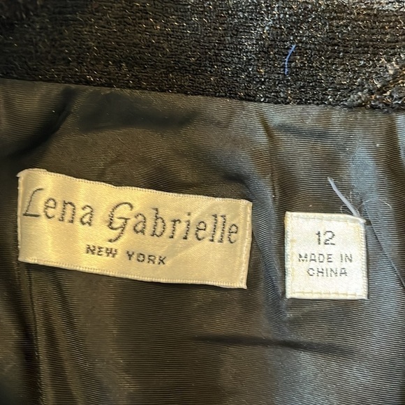 Lena Gabriella-12-Brown& black-asymmetric striped tweed bias cut midi/maxi,dress - Picture 6 of 11